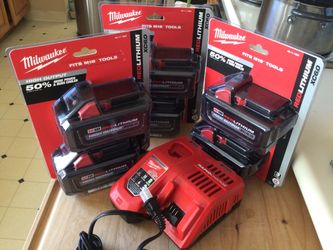 Milwaukee M18 HIGH OUTPUT 6.0 Batteries And Rapid Charger.  Brand NEW.  NUEVO.
