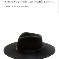 Shyanne Woman’s Black Wide Ribbon Wool Hat. Only Wore Once. 