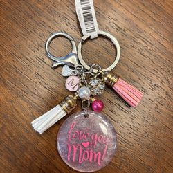Love You Mom Keychain Bag Charm Added Bling
