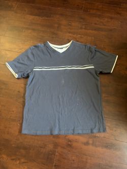 Navy Blue Striped V-Neck T-Shirt
