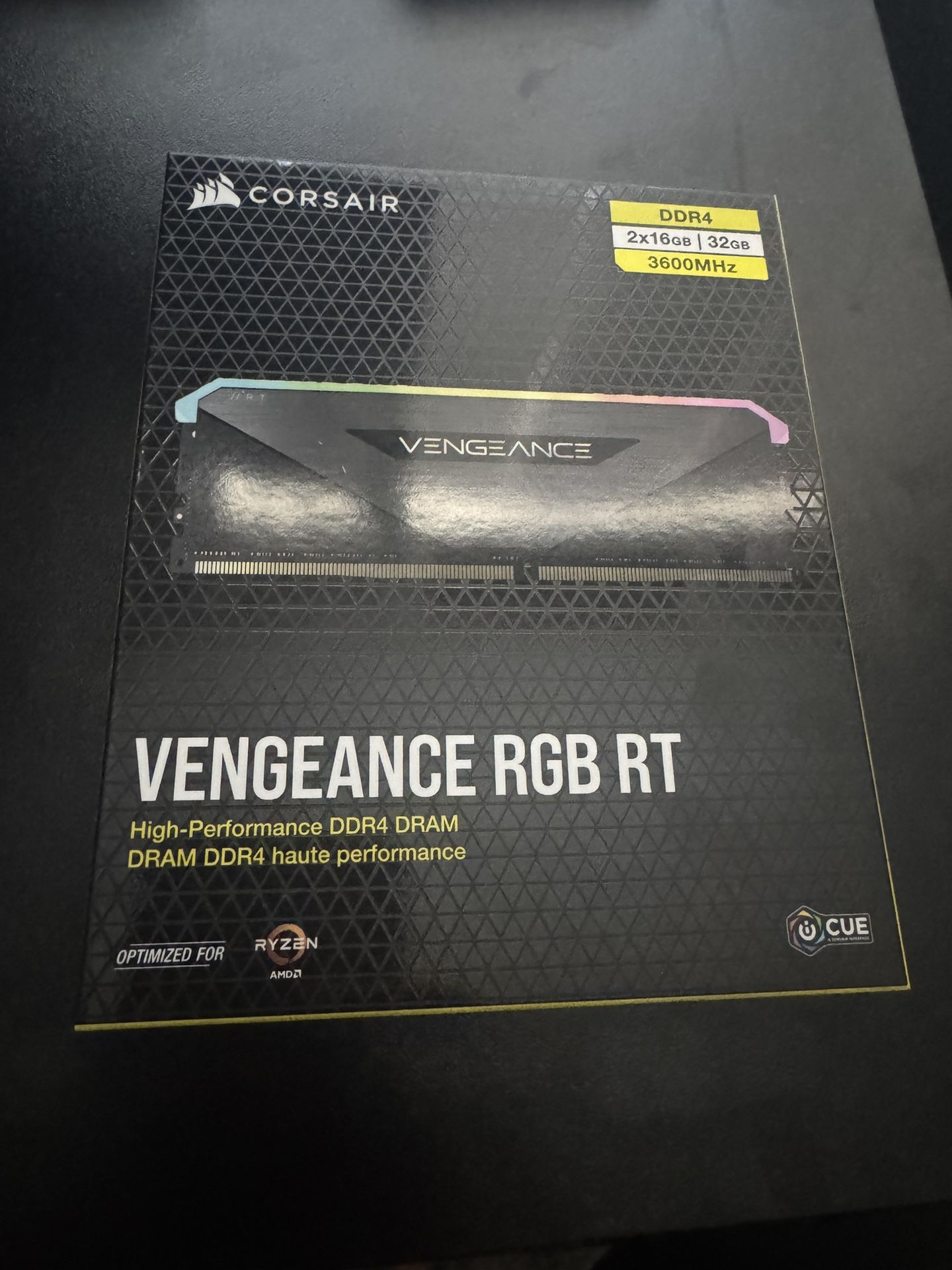 CORSAIR Vengeance RGB RT 32GB (2x16GB) DDR4 3600 (PC4-28800) C16 1.35V Desktop Memory, Black