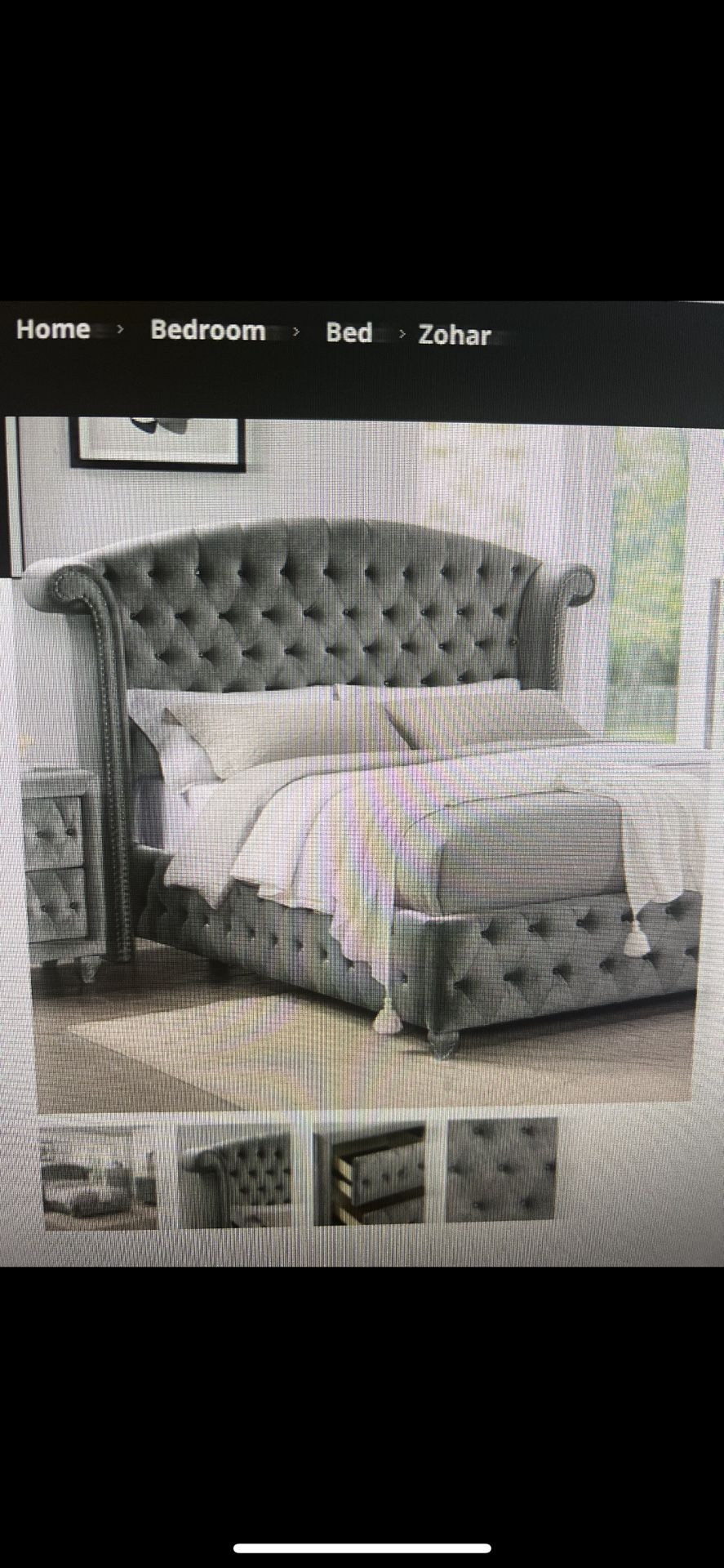 King Grey Tuffed Bedframe Home & Garden