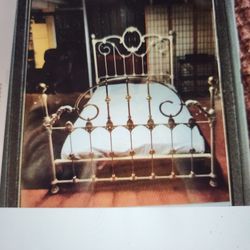 White and Brass Bed Frame