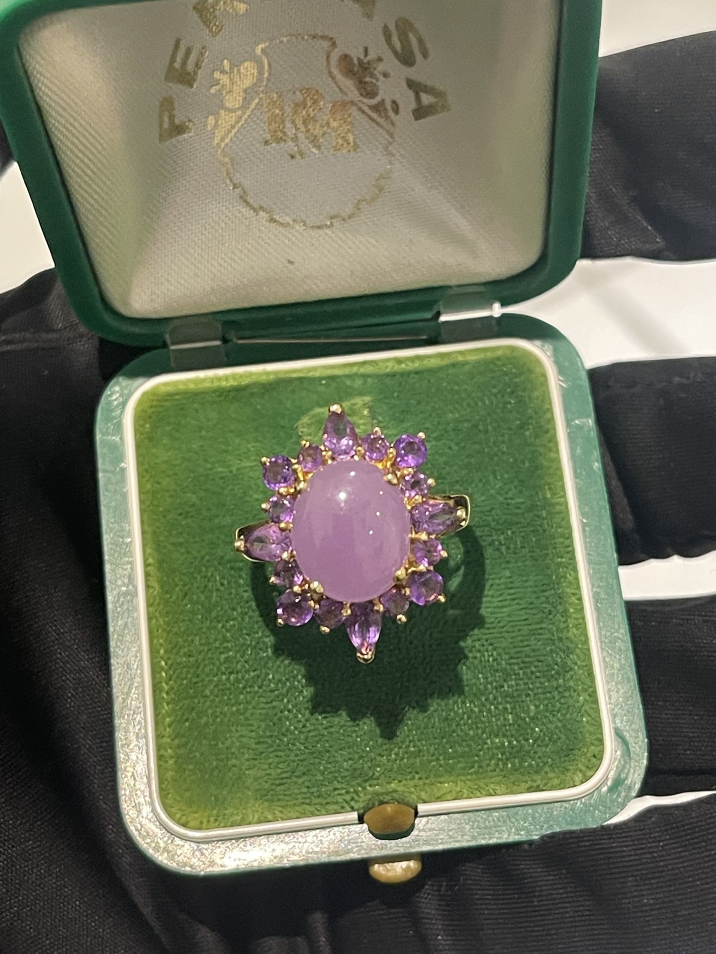 14K AMETHYST LAVENDER JADE RING 