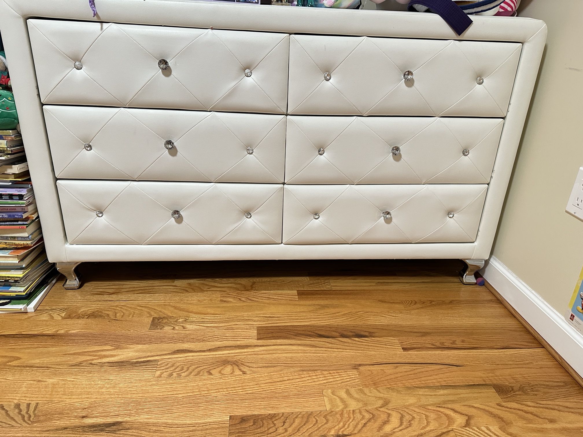 white faux leather dresser Manhattan Comfort Amber Tall Dresser With Faux Leather Handles In Whit –  Kitchen Oasis main image 0