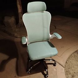 Firm $50 High Back Office Chair Aqua Blue and White