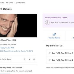 Luis Miguel tickets for Moody Center (Austin, TX) May 5 2024