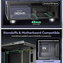 Aqua 3, Micro ATX Case, MATX PC Case with 3 X 120mm 3-Pin ARGB Fan Pre-Installed, Panoramic View Tempered Glass Front & Side Panel, with Type C Port, 
