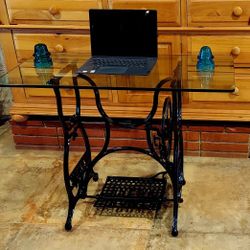 Vintage Sewing Machine Treadle Base With Glass Top