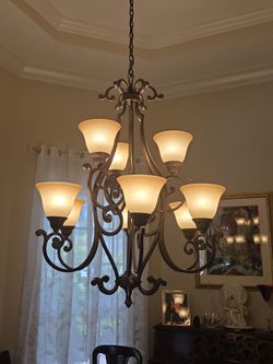 Chandelier dining room brass