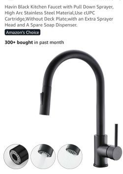 Kitchen pull-down faucet, matte black, new