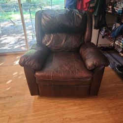 Recliner Rocker Leather Chair Dark Brown 