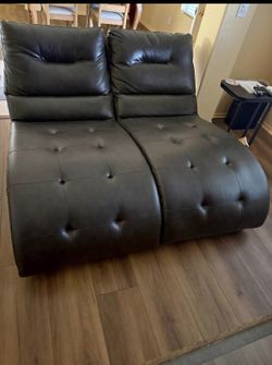 Dark Faux Leather Modular Chaise