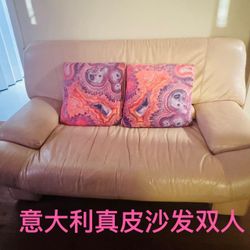 Moving sale，sofa bed, Italian genuine leather sofa.