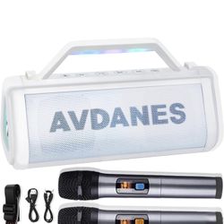 Karaoke Machine for Adults Kids with 2 Wireless Microphones, Portable Bluetooth Speaker with Party Lights for Outdoor Indoor Wedding Supports Bluetoot
