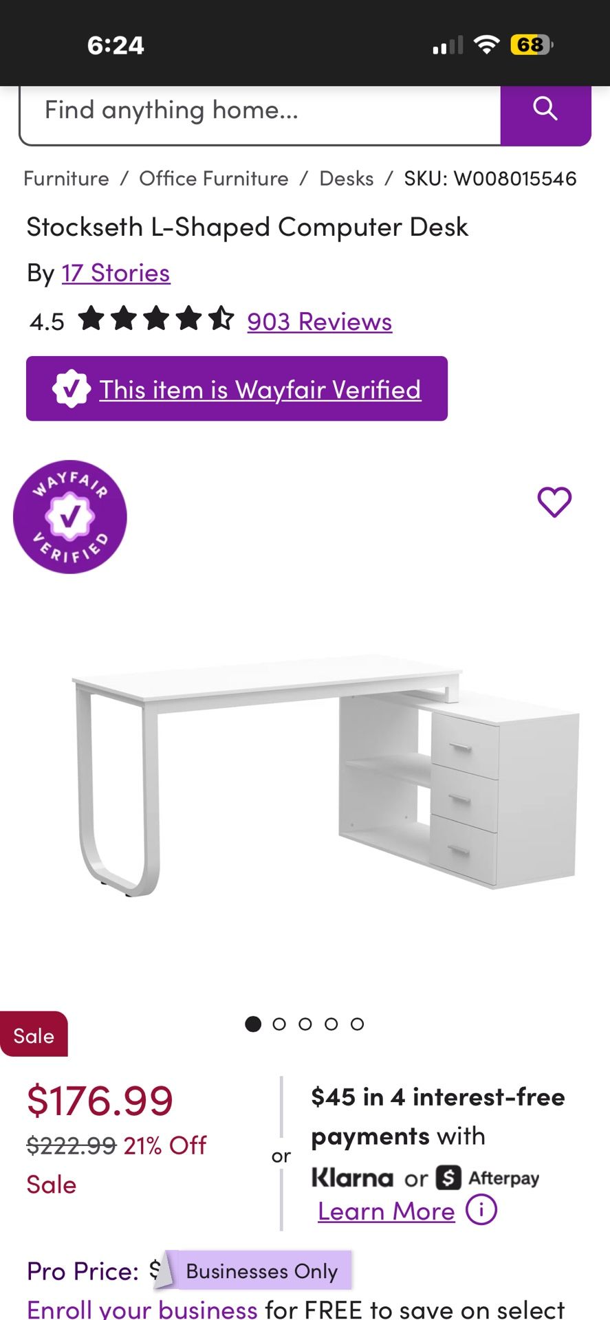 Stockseth L-Shaped Computer Desk