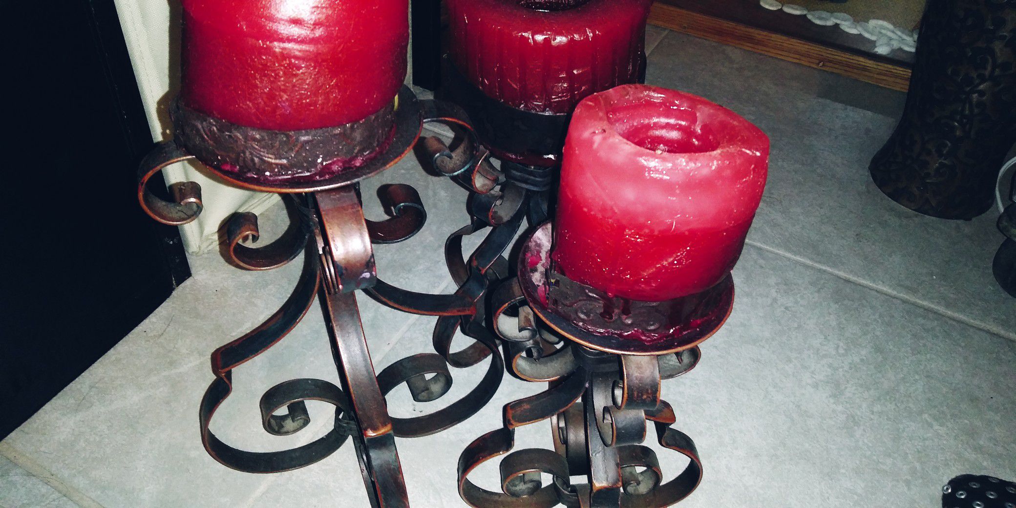 3 metal candle holder set