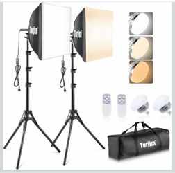 Torjim Softbox - Kit de iluminación para fotografía | Luces LED de estudio de 16 x 16 pulgadas y 85 W Soft Diffusion For Even Light | 3000-7500K Adjus