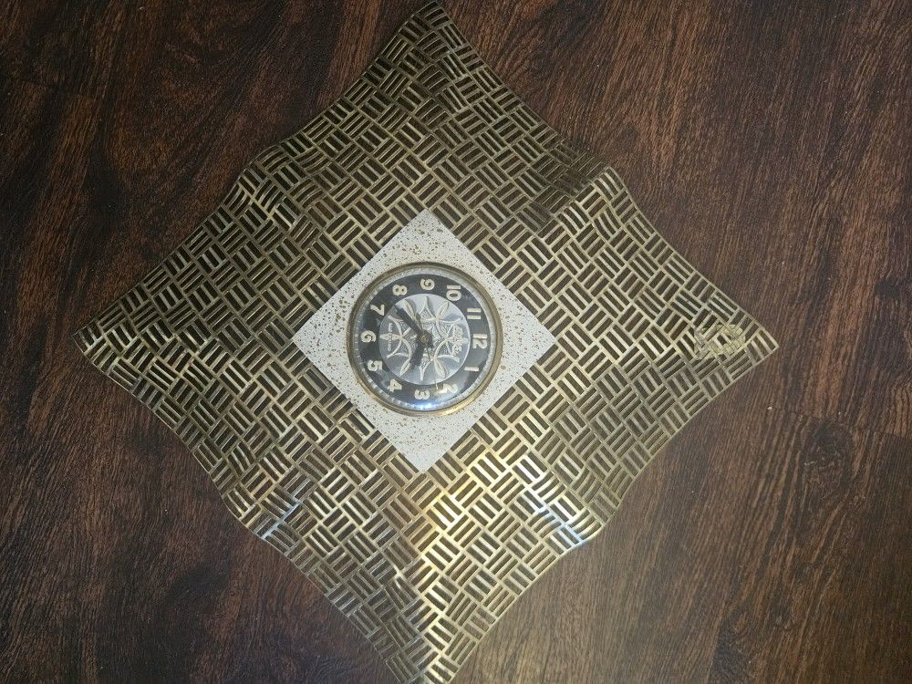 1950s Mid Century Modern Metal Starburst Clock