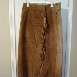 Vintage Leather Fringed Skirt BY Kenneth Gordon