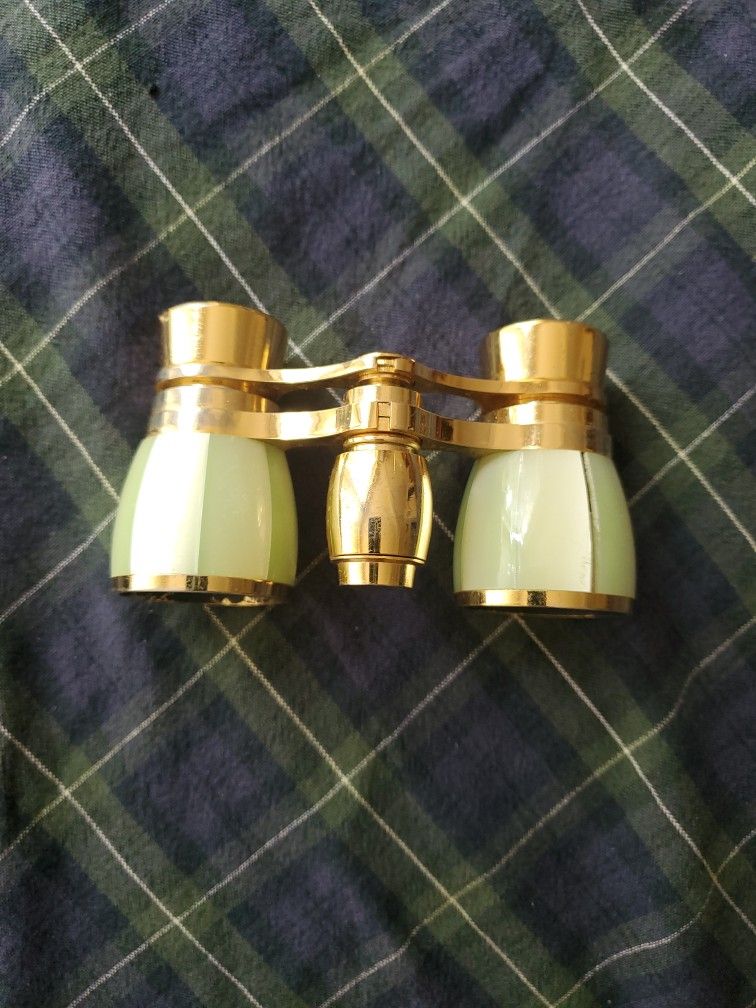 Vintage Bushnell 2x Coated Gold And Pearl Opera Glasses With Bag Japan