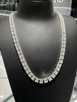 Pass Diamond Tester VVS Moissanite Baguette Chain 22 Inch
