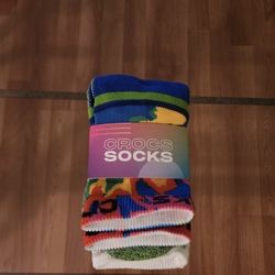 Crocs Adult Quarter Socks Size Large Green Blue Pink 3 Pairs