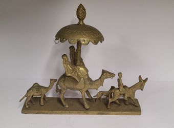 Vintage Brass Desert Camel Caravan Figurine