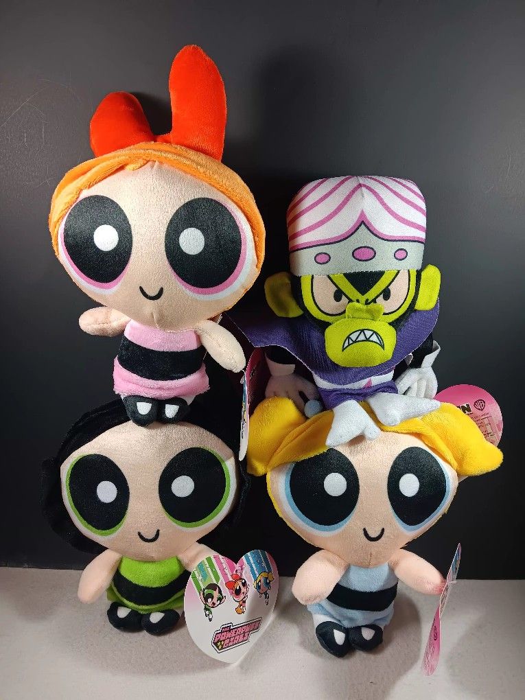 Cartoon Network Power Puff Girl Set Of 4 Stuffed Animal 6" Plush Doll Vintage CN