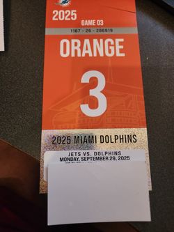 Dolphins VS Jets Mnf Tonight. Orange Parking.