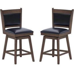 2 For $80 Newly Assembled Swivel Counter Height Chairs Set of 2 Upholstered Barstools with High Back