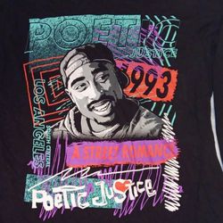 Vintage 2Pac Poetic Justice 1993 Men’s Long Sleeve Cotton Black Retro T-shirt 2 Pac Tupac Shakur 