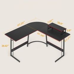 Cubiker L-Shaped Computer Desk – Black Carbon Fiber