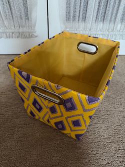Yellow and Purple Fabric Storage Bin