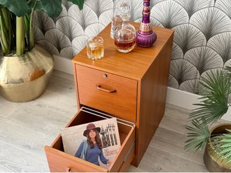 Vintage Danish Spøttrup Møbler Teak Office File Cabinet | Nightstand | Mid-Century Modern | CB2 | West Elm | Crate & Barrel | Denmark | Living Room | 