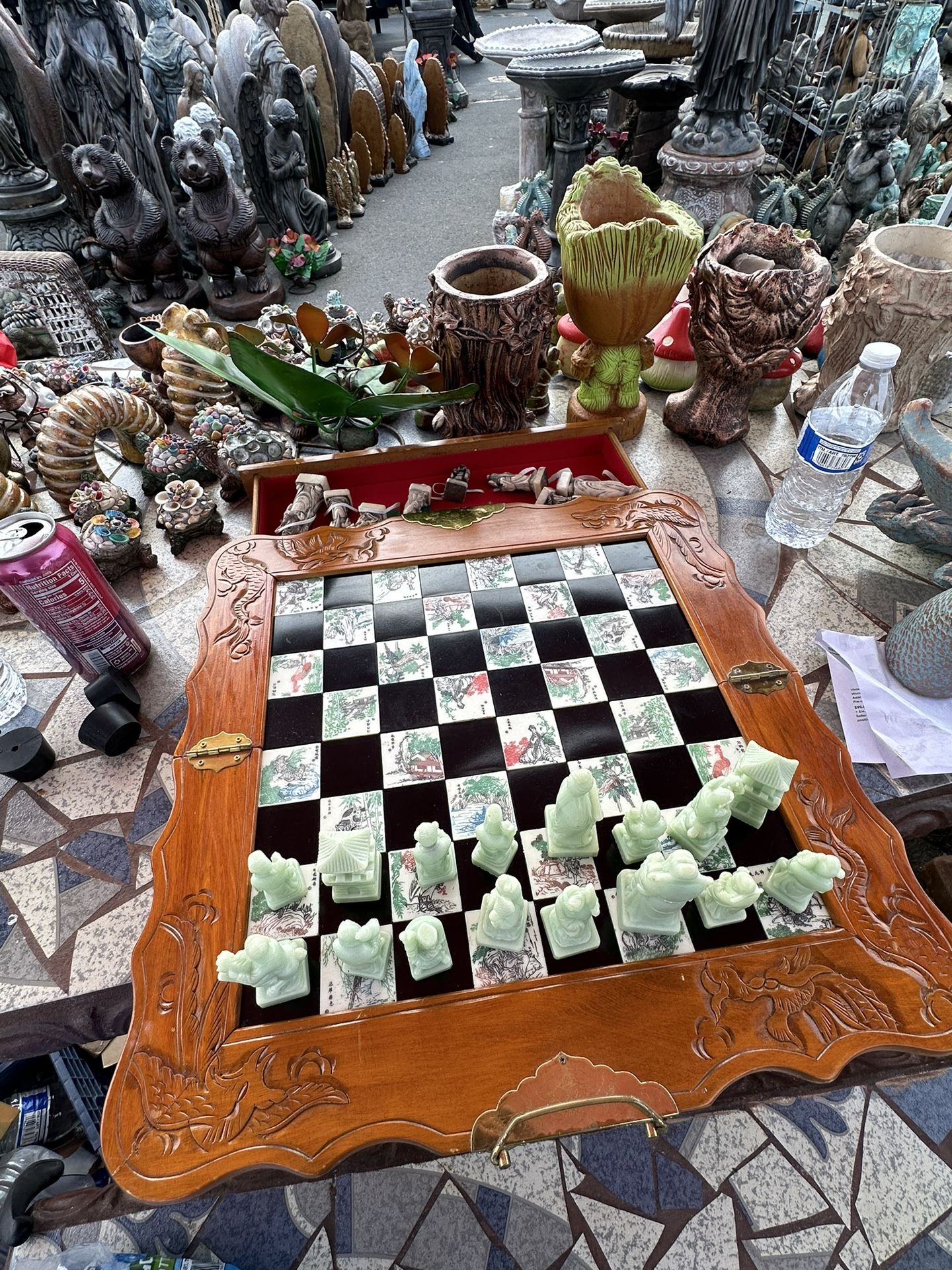 Buddah Chess Board Jade Pieces