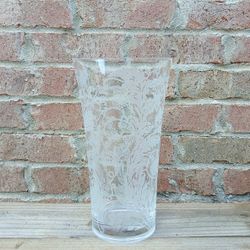 Vintage Christofle Orangerie Etched Floral Crystal Vase 