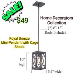 Home Decorators Collection

Harwood 60-Watt 1-Light Royal Bronze Mini-Pendant with Cage Shade

