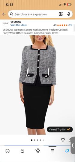 Women's Peplum Bodycon Pencil Dress Size Large