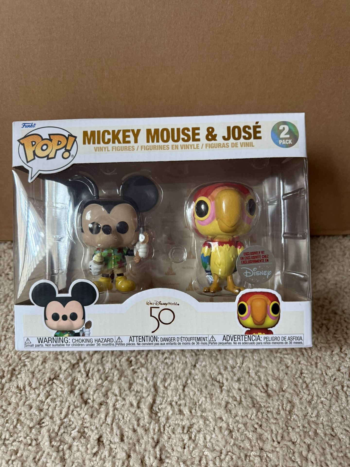 FUNKO POP DISNEY 50 YEARS EXCLUSIVE 2 PACK MICKEY MOUSE & JOSE NIB VINYL FIGURES