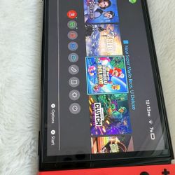 Nintendo Switch with Neon Blue and Neon Red Joy Con