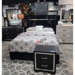 4 Pc Queen / Eastern King Size Bedroom Set ( Included bed frame , dresser ,mirror ,nightstand )