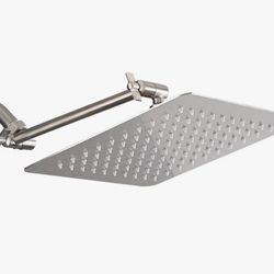 10" Square Stainless Steel Shower Head - Brushed Nickel, Rainfall & High , ,