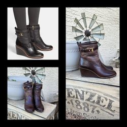 Tory Burch Primrose Lamb Fur Shearling Lining Wedge Bootie Boots