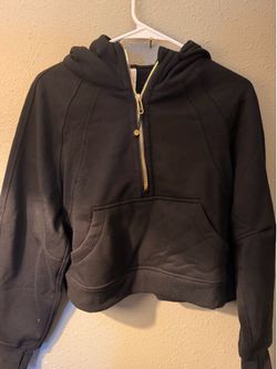Black and Gold Scuba Oversized Half-Zip Hoodie