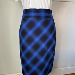 The Limited Black Blue Plaid Straight Pencil Skirt Size 0