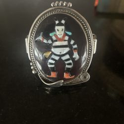 Vintage Sterling Zuni Koshare Cuff Bracelet 