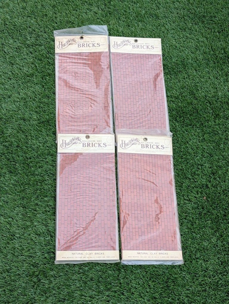 4 Packs Vintage Houseworks #8201 Natural Clay Mini Bricks Dollhouse Fingerboard Model Supply 1:12