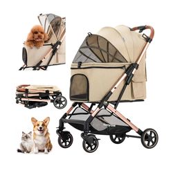 Pet Stroller for Small to Medium Dogs Durable Cat Stroller with Light...