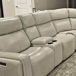 Beautiful, elegant Italian leather, all electric powered sectional sofas